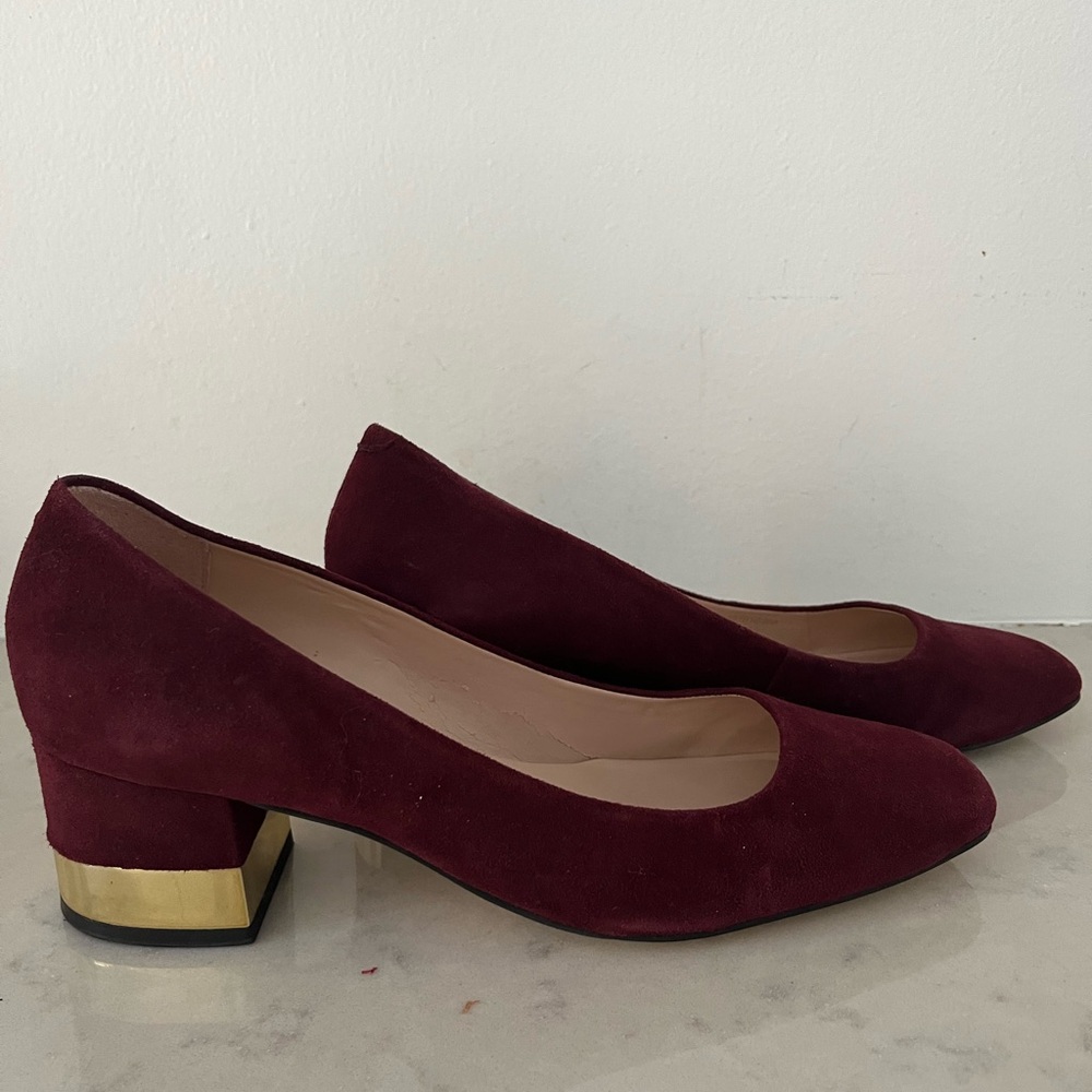 Kate Spade Burgundy Block Heel Pumps size 8 but run small (see description)